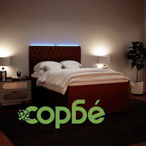 Боксспринг легло с матрак, розова, 140x190 см, кадифе ➤ топ цена ➤ sorbe.bg