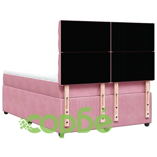 Боксспринг легло с матрак, розова, 140x190 см, кадифе ➤ топ цена ➤ sorbe.bg