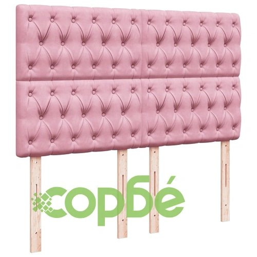 Боксспринг легло с матрак, розова, 140x190 см, кадифе ➤ топ цена ➤ sorbe.bg