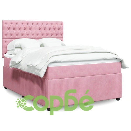 Боксспринг легло с матрак, розова, 140x190 см, кадифе ➤ топ цена ➤ sorbe.bg