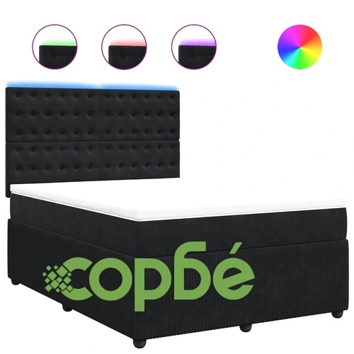 Боксспринг легло с матрак, черно, 140x190 см, кадифе ➤ топ цена ➤ sorbe.bg