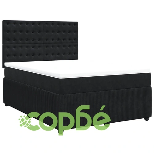 Боксспринг легло с матрак, черно, 140x190 см, кадифе ➤ топ цена ➤ sorbe.bg