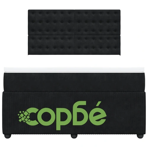 Боксспринг легло с матрак, черно, 140x190 см, кадифе ➤ топ цена ➤ sorbe.bg