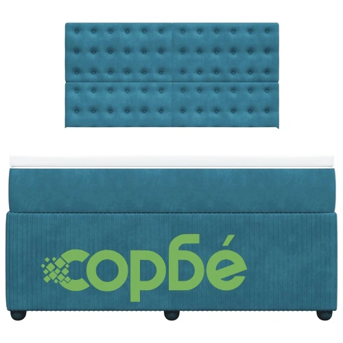 Боксспринг легло с матрак, синьо, 160x200 см, кадифе ➤ топ цена ➤ sorbe.bg
