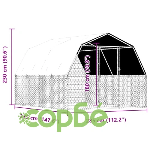 Кучешка клетка с покрив и врата, сребрист, поцинкована стомана ➤ топ цена ➤ sorbe.bg