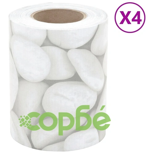 Ленти за огради, 4 бр, мраморен чакъл, сив, 35x0,19 м, PVC ➤ топ цена ➤ sorbe.bg