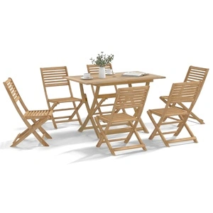 Градински трапезен комплект, 7 части, акациево дърво масив