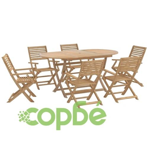 Градински трапезен комплект, 7 части, акациево дърво масив ➤ топ цена ➤ sorbe.bg