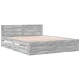 Рамка за легло с табла, сив сонома, 160x200 см, инженерно дърво