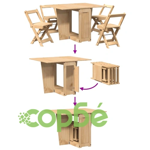 Трапезен комплект пеперуда Corona 5 части сгъваем борово дърво ➤ топ цена ➤ sorbe.bg