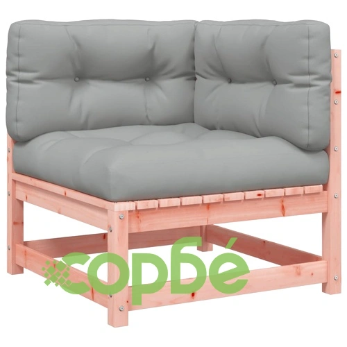 Градински комплект с възглавници, 3 части, дугласка ела масив ➤ топ цена ➤ sorbe.bg