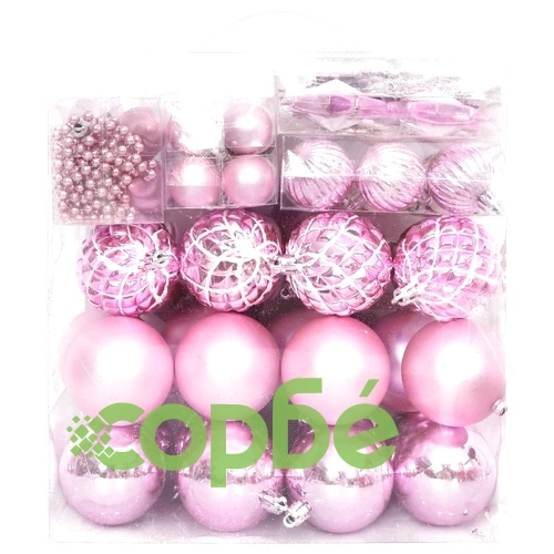 Комплект коледни топки от 65 части розово/червено/бяло ➤ топ цена ➤ sorbe.bg