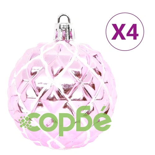 Комплект коледни топки от 65 части розово/червено/бяло ➤ топ цена ➤ sorbe.bg