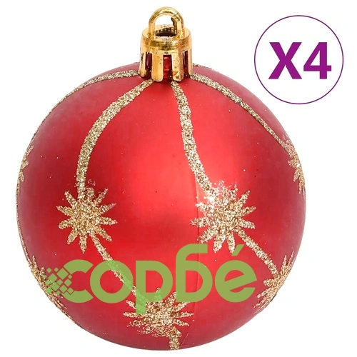 Комплект коледни топки от 108 части, златисто и червено ➤ топ цена ➤ sorbe.bg