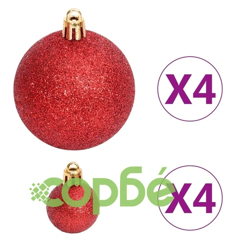 Комплект коледни топки от 108 части, златисто и червено ➤ топ цена ➤ sorbe.bg