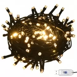 LED стринг със 150 светодиода, топло бял, 15 м, PVC