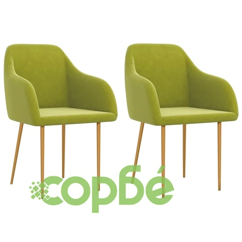 Трапезни столове, 2 бр, светлозелени, кадифе ➤ топ цена ➤ sorbe.bg