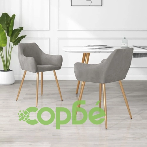 Трапезни столове, 2 бр, светлосиви, кадифе ➤ топ цена ➤ sorbe.bg