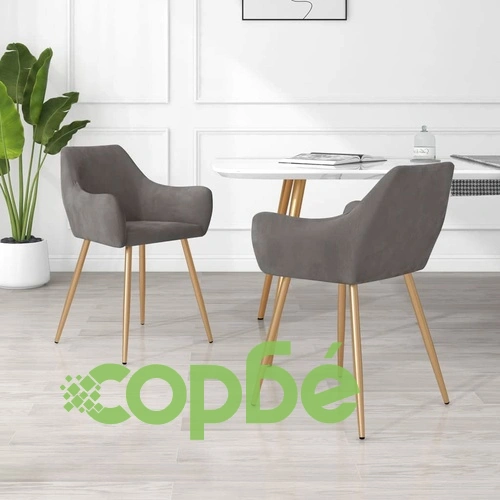 Трапезни столове, 2 бр, тъмносиви, кадифе ➤ топ цена ➤ sorbe.bg