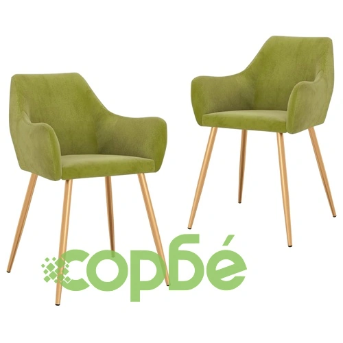 Трапезни столове, 2 бр, светлозелени, кадифе ➤ топ цена ➤ sorbe.bg