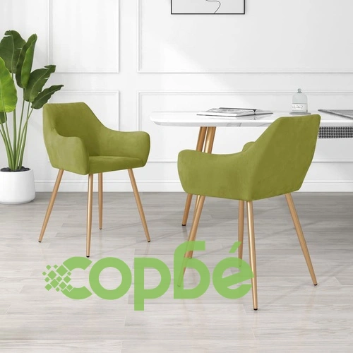 Трапезни столове, 2 бр, светлозелени, кадифе ➤ топ цена ➤ sorbe.bg