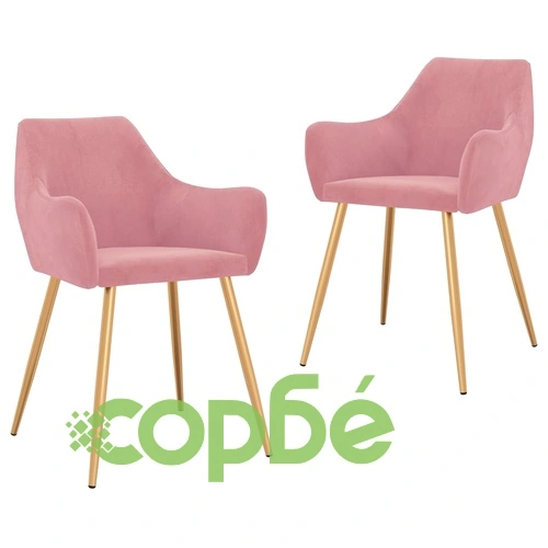 Трапезни столове, 2 бр, розови, кадифе ➤ топ цена ➤ sorbe.bg