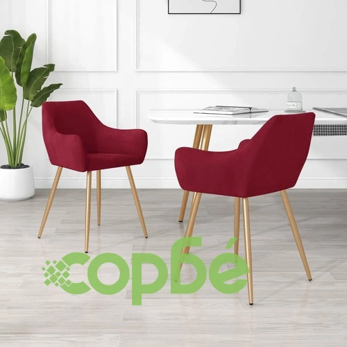 Трапезни столове, 2 бр, виненочервени, кадифе ➤ топ цена ➤ sorbe.bg