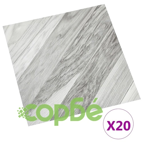 Самозалепващи подови дъски 20 бр PVC 1,86 м² сиви ивици ➤ топ цена ➤ sorbe.bg