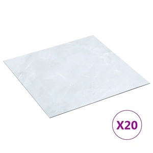 Самозалепващи подови дъски 20 бр PVC 1,86 м² бял мрамор