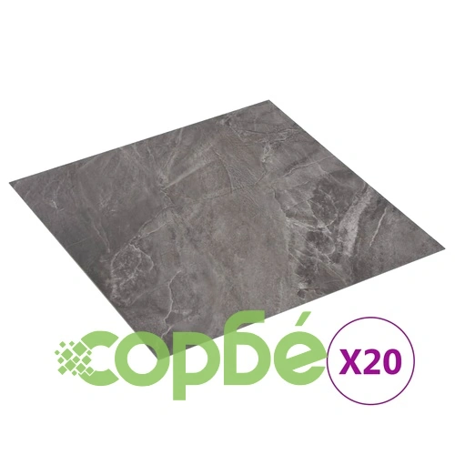 Самозалепващи подови дъски 20 бр PVC 1,86 м² черно с шарки ➤ топ цена ➤ sorbe.bg