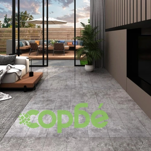 Самозалепващи подови дъски от PVC 5,21 м² 2 мм бетонносиви ➤ топ цена ➤ sorbe.bg