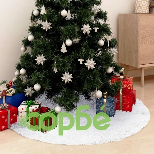 Пола за коледна елха, бяла, 90 см, изкуствена кожа  ➤ топ цена ➤ sorbe.bg