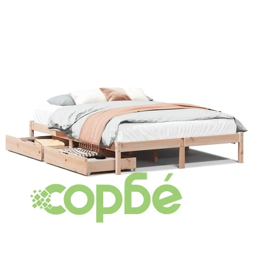 Рамка за легло без матрак, 140x190 см, масивна чамова дървесина ➤ топ цена ➤ sorbe.bg