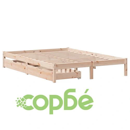 Рамка за легло без матрак, 140x190 см, масивна чамова дървесина ➤ топ цена ➤ sorbe.bg
