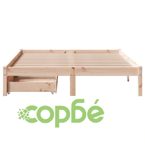 Рамка за легло без матрак, 140x190 см, масивна чамова дървесина ➤ топ цена ➤ sorbe.bg