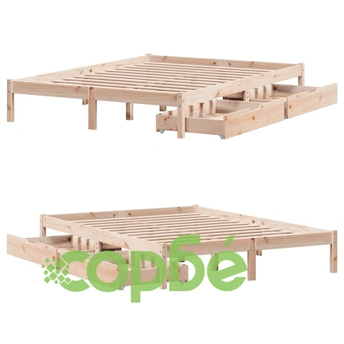 Рамка за легло без матрак, 140x190 см, масивна чамова дървесина ➤ топ цена ➤ sorbe.bg