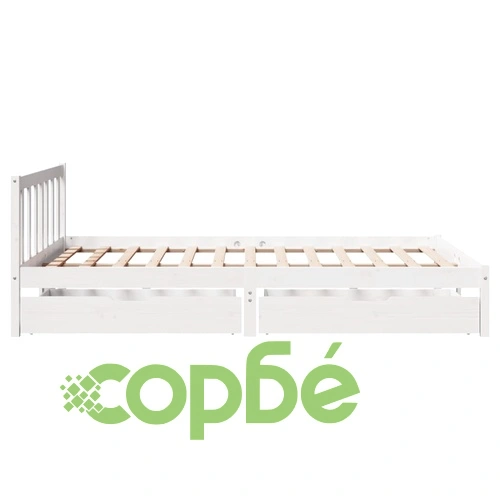 Рамка за легло без матрак, бял, 140x190 см, бор масив ➤ топ цена ➤ sorbe.bg