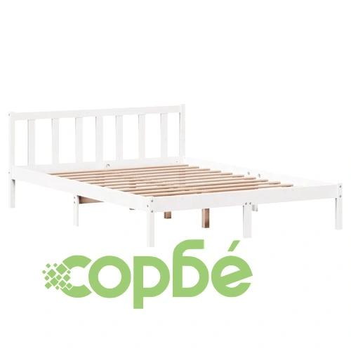 Рамка за легло без матрак, бял, 140x190 см, бор масив ➤ топ цена ➤ sorbe.bg