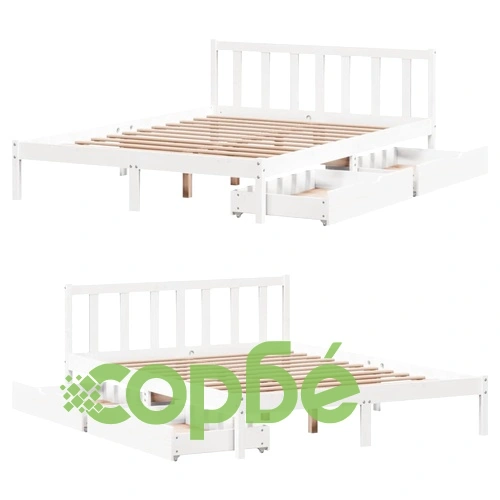 Рамка за легло без матрак, бял, 140x190 см, бор масив ➤ топ цена ➤ sorbe.bg