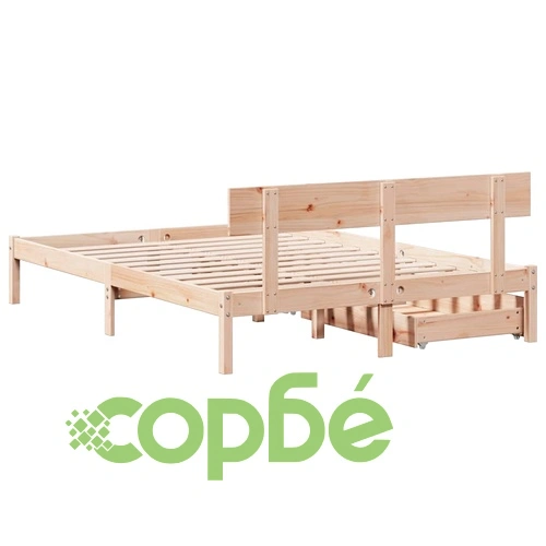 Рамка за легло без матрак, 135x190 см, масивна чамова дървесина ➤ топ цена ➤ sorbe.bg