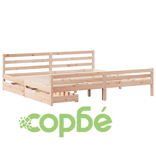 Рамка за легло без матрак 200x200 см масивна чамова дървесина ➤ топ цена ➤ sorbe.bg