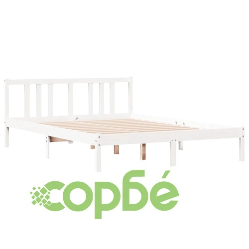 Рамка за легло без матрак, бял, 140x200 см, бор масив ➤ топ цена ➤ sorbe.bg