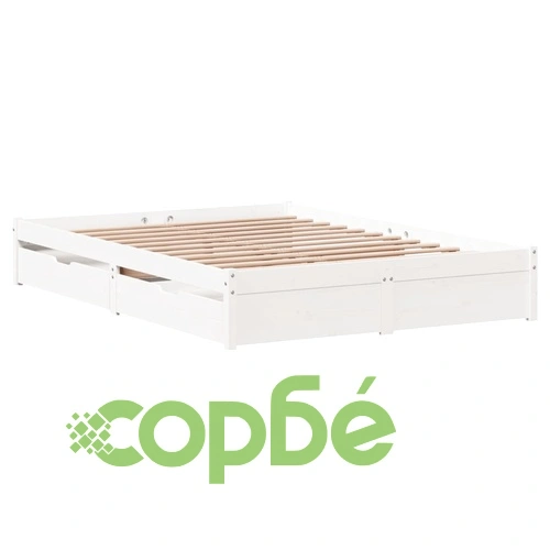 Рамка за легло без матрак, бял, 140x190 см, бор масив ➤ топ цена ➤ sorbe.bg