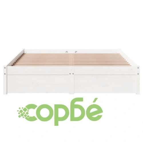 Рамка за легло без матрак, бял, 140x190 см, бор масив ➤ топ цена ➤ sorbe.bg