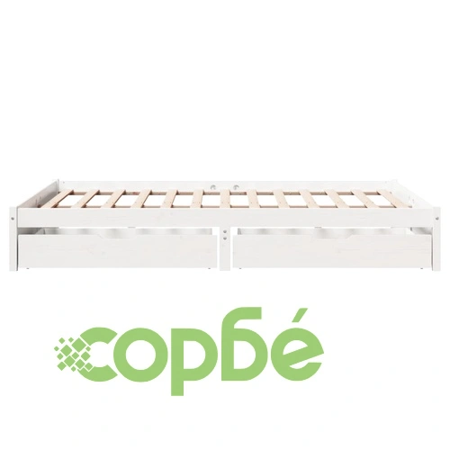Рамка за легло без матрак, бял, 140x190 см, бор масив ➤ топ цена ➤ sorbe.bg
