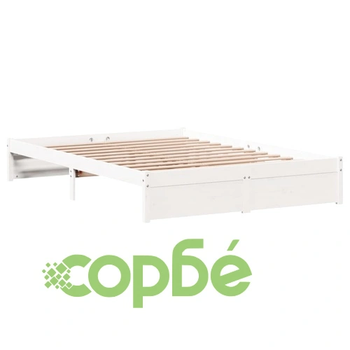 Рамка за легло без матрак, бял, 140x190 см, бор масив ➤ топ цена ➤ sorbe.bg