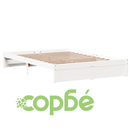 Рамка за легло без матрак, бял, 140x190 см, бор масив ➤ топ цена ➤ sorbe.bg