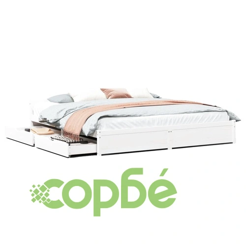 Рамка за легло без матрак, бял, 160x200 см, бор масив ➤ топ цена ➤ sorbe.bg