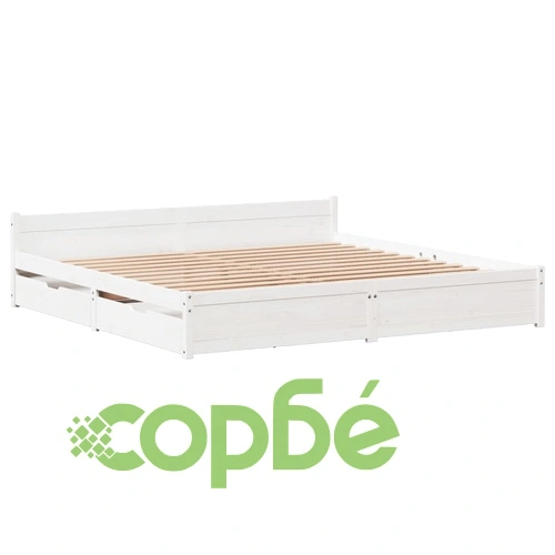 Рамка за легло без матрак, бял, 160x200 см, бор масив ➤ топ цена ➤ sorbe.bg
