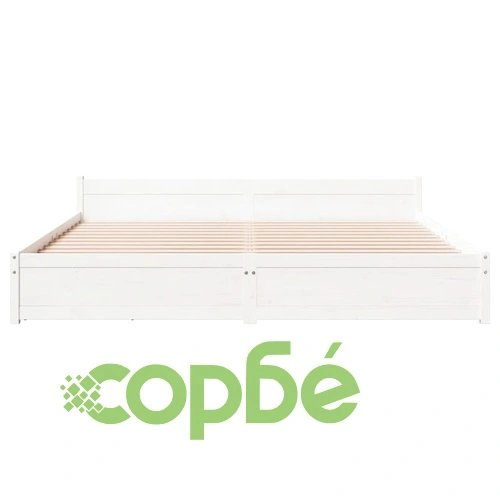 Рамка за легло без матрак, бял, 160x200 см, бор масив ➤ топ цена ➤ sorbe.bg